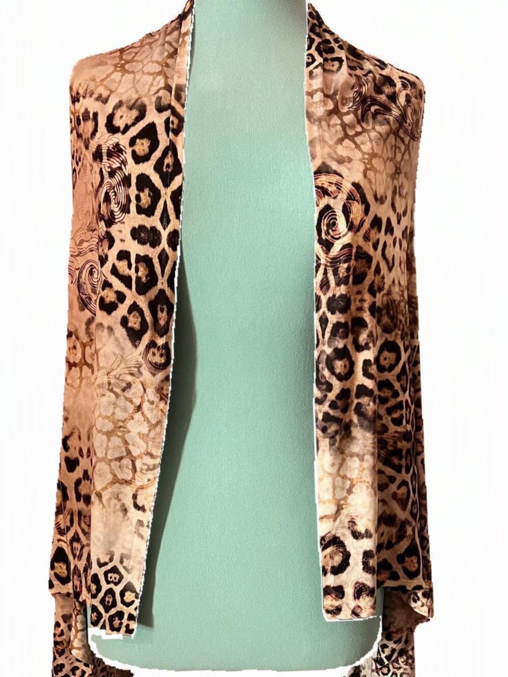 S Twelve Boho Leopard “Cougar” Vest with Graphite Fringe | Statement Layer